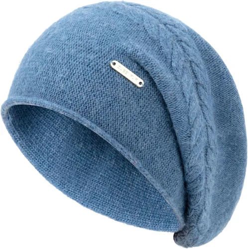 Vista 9 de Gorros de Punto Holgados para Mujeres de Cachemira Gorro de Esquí de Lana Tejida Suave y Cálido Gorro de Invierno A01-beige