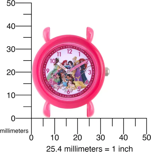 Vista 5 de Disney Princess - Reloj analógico de cuarzo para niños, Rosado, Reloj de cuarzo