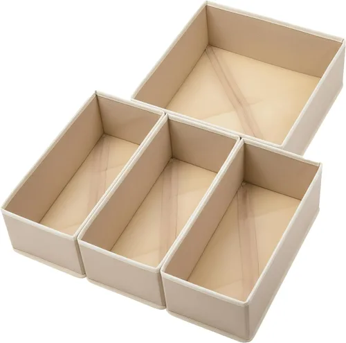 Vista 10 de Bructhun - Juego de 4 organizadores de cajones de tela para ropa, ropa interior, calcetines y sujetadores, divisores de tocador de 11 pulgadas