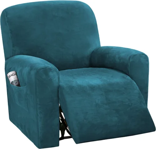 Vista 23 de H.VERSAILTEX Fundas elásticas de terciopelo para sillón reclinable, 6 piezas, fundas para loveseat reclinable de 2 cojines, fundas para sofá