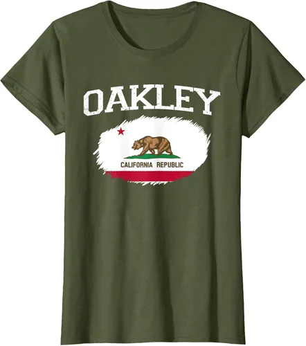 Vista 97 de OAKLEY CA CALIFORNIA Flag Vintage USA Sports Hombre Mujer Camiseta, Negro