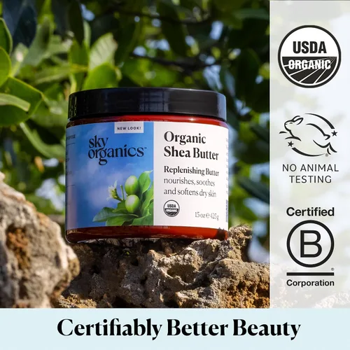 Vista 6 de Manteca de karité ecológica por Sky Organics, sin refinar, 100% pura manteca de cacao prima, 16 onzas, nutritiva para piel, hidratante de curación