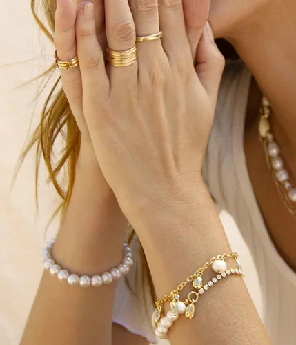 Vista 3 de Delicada pulsera de cadena ovalada de oro de 18 quilates con eslabones ajustables, hecha a mano para mujer, pulsera de cadena de clip para mujer