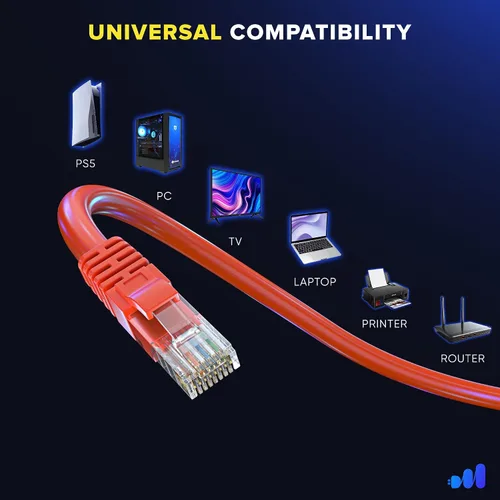 Vista 6 de Maximm Cable Ethernet Cat 6, cable de red y conexión de alta velocidad de 10 pies, UTP, 10 Gbps, cable Ethernet de 550 MHz, color naranja