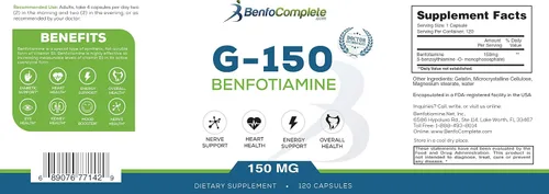 Vista 2 de Benfotiamine 150Mg 120 cápsulas de gelatina por botella - Paquete de 3 botellas