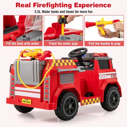 Vista 3 de OLAKIDS - Camión de bomberos con control remoto para padres, pistola de Rojo