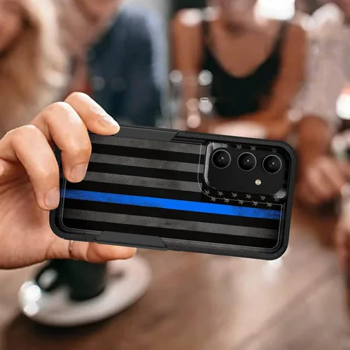 Vista 176 de Funda para Galaxy A14 5G, resistente de doble capa híbrida de policarbonato duro, goma suave, a prueba de golpes, funda protectora resistente