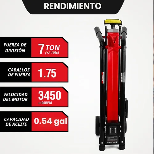 Vista 6 de PowerSmart - Divisor eléctrico de troncos, 7 toneladas, velocidad del motor 3500, 15 amperios, diseño horizontal de haz completo