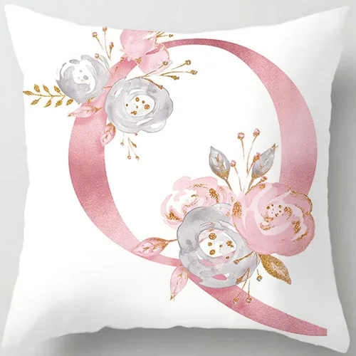 Vista 14 de Fundas de almohada rosa, lindas fundas de almohada decorativas con alfabeto, fundas de cojín cuadradas, protectores de almohada con letras