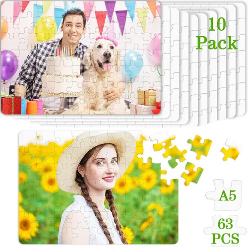 Vista 6 de Sumind 1 juego de rompecabezas de sublimación en blanco rectangular para hacer tu propio corazón blanco en forma de corazón, rompecabezas