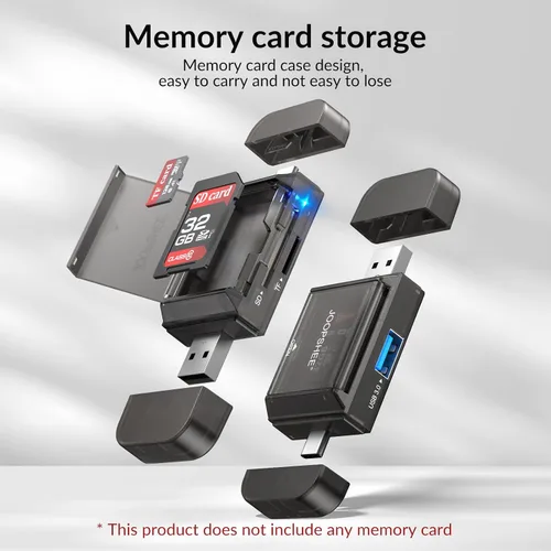 Vista 2 de JOOPSHEE Lector de tarjetas SD USB, ranuras dobles de alta velocidad USB 3.0 tipo C a adaptador de tarjeta micro SD para MicroSD SDHC SDXC