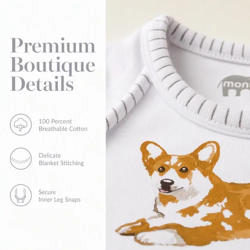 Vista 4 de Mud Pie Babero y oruga con estampado de perro Bulldog, Corgi