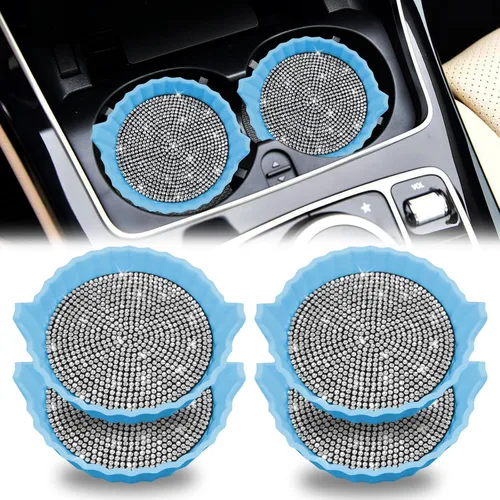 Vista 27 de Portavasos para automóvil, posavasos antideslizantes para automóvil, inserto universal para portavasos de automóvil, tapete de accesorios