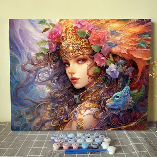 Vista 11 de Tucocoo Flower Woman - Pintura por números para adultos, kits de pintura al óleo digital sobre lienzo con pinceles y pigmento acrílico, hermosas