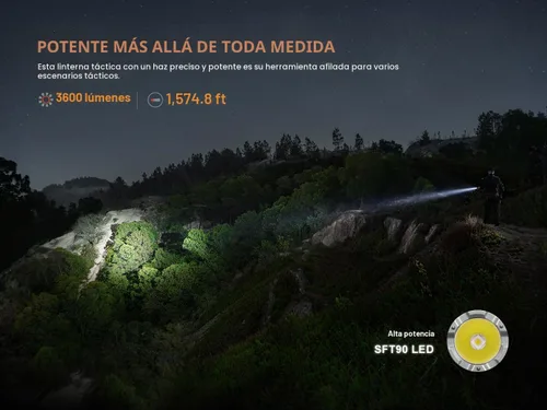 Vista 3 de Fenix TK21R Linterna táctica, 3600 lúmenes de alto lumen USB-C, recargable, carga rápida, compacta, impermeable, operación de una sola mano