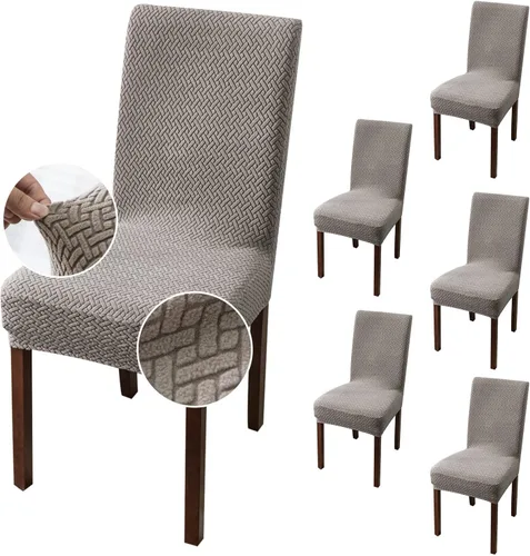 Vista 45 de Genina Fundas impermeables para sillas de comedor, cocina, fundas para sillas de comedor Parson (beige, 2 unidades)