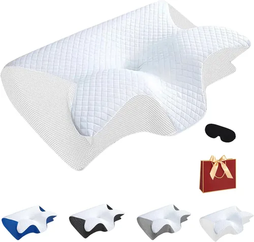 Vista 13 de Almohada de alivio de alta calidad, almohada ergonómica 2 en 1 con funda, almohadas ergonómicas de espuma viscoelástica para alivio del cuello