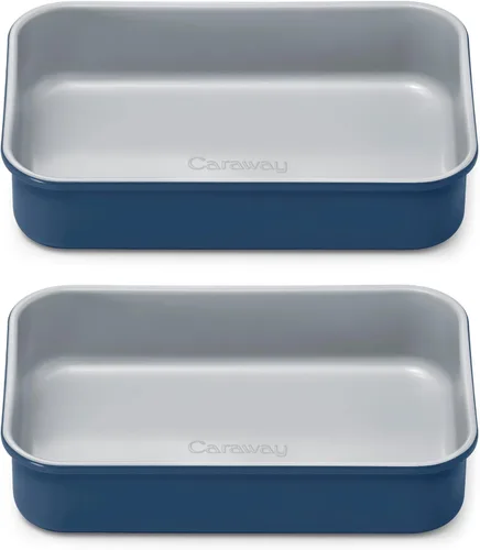 Vista 19 de Caraway Molde rectangular pequeño antiadherente de 9" x 6.5", no tóxico, sin PTFE ni PFOA, núcleo de acero aluminizado, bandeja para hornear