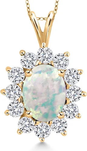 Vista 68 de Gem Stone King Collar con piedra natal ovalada de plata chapada en oro amarillo de 18 quilates, ovalado de 0.315 x 0.236 in, collares con colgante