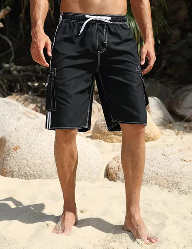 Vista 3 de Pantalones cortos de playa para hombre, de secado rápido, con forro de malla de Nonwe