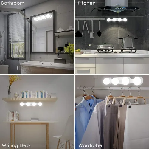 Vista 7 de Luz de Maquillaje Portátil, Luces LED Inalámbricas para Espejo de Tocador con Brillo y Temperatura de Color Ajustables para Mesa de Tocador, Baño