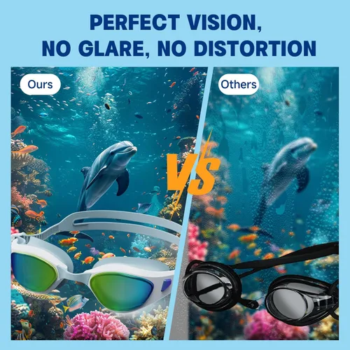 Vista 5 de Swim Goggles – Anti-Fog, UV Protection, Leak-Proof & Comfort Fit, Wide View Swim Goggles for Women Men Adult Youth