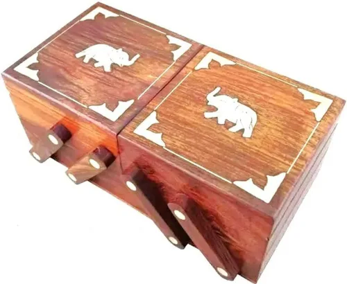 Vista 3 de GOLDEN HANDICRAFT - Cajas de joyería de madera, caja de almacenamiento, organizador de regalo para mujeres, soporte de collar, regalo para hombres