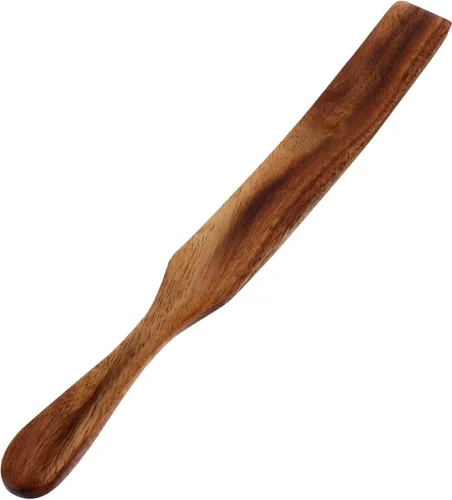 Vista 12 de Estilo europeo Mango largo Pala de madera Espátula ranurada Cocina Spurtle Madera Flipper Turner Madera Espátula Tarro Mantequilla Multifunción