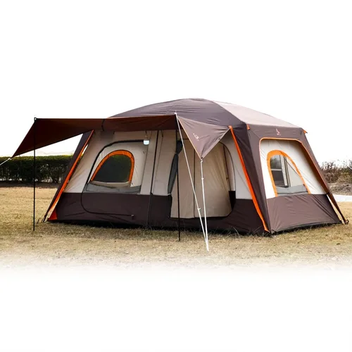 Vista 20 de KTT Extra Large Tent 10-12-14 Person(B),Family Cabin Tents,2 Rooms,3 Doors and 3 Windows with Mesh,Straight Wall,Waterproof,Double Layer,Big Tent