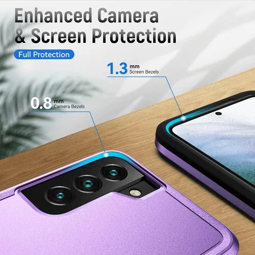Vista 2 de Funda para Samsung Galaxy S22, amortiguador+duradera+funda a prueba de golpes para Galaxy S22, púrpura