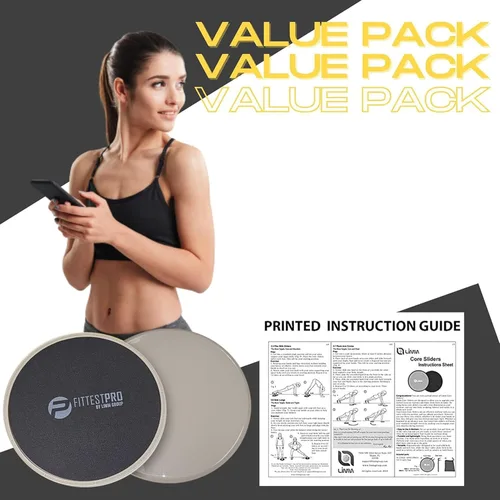 Vista 4 de Limm Deslizadores de núcleo para entrenar – Deslizadores de ejercicio fitness, estabilidad, abdominales, piernas y cuerpo completo (juego de 2)