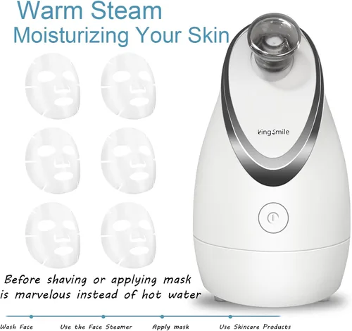 Vista 4 de Kingsmile Vaporizador facial, vaporizador facial 3 en 1 para cara, nanovaporizador compacto con aromaterapia, humidificador facial, boquilla