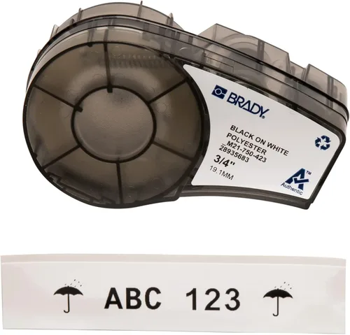 Vista 10 de Brady Etiqueta Auténtica (M21-375-423) de Poliéster para Entornos Severos para Código de Barras, Panel Solar y Placa de Circuito Impreso, Negro
