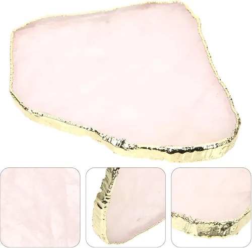 Vista 7 de Luxshiny Posavasos de cuarzo rosa, ágata de cristal, posavasos de piedra geoda, rebanadas de piedras preciosas irregulares para bar bebidas