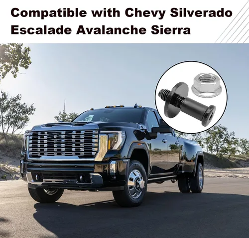Vista 7 de 2 piezas de perno delantero de puerta trasera 38427, tuercas de repuesto # 11570162 compatibles con Chevy Silverado Escalade Avalanche Sierra