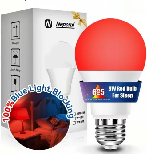 Vista 15 de Neporal Bombillas de Luz Roja de 625nm 3W para Dormir, Bombillas de Bloqueo 100% de Luz Azul para Promover la Melatonina, Bombilla LED A19