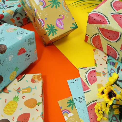 Vista 5 de Summer Beach Tropical Fun Fresh Tropical - Sábana encimera plegada para regalo (5 diseños, 5 hojas, 27 x 20 pulgadas por hoja, 19 pies cuadrados)