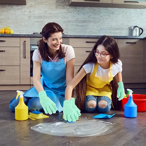 Vista 7 de Molain Guantes de microfibra para quitar el polvo, guantes de limpieza reutilizables y lavables para plantas, limpieza de casa, persianas de coche