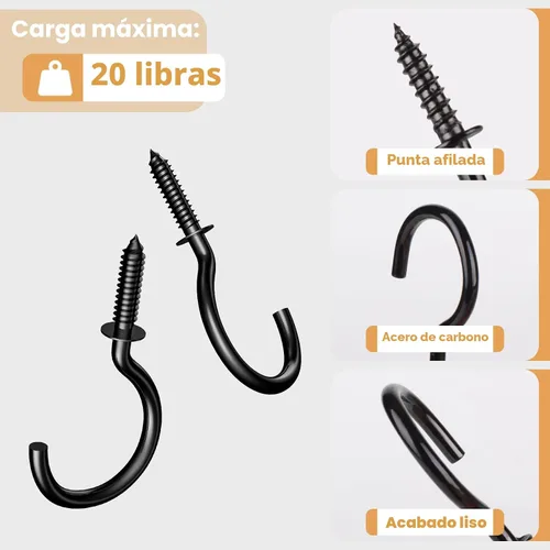 Vista 5 de RELBRO Ganchos de tornillo, ganchos de copa de metal para atornillar de 1-1/4 pulgadas, negro, 50 piezas