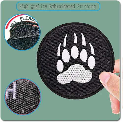 Vista 4 de Parche de pata de oso negro de 3 pulgadas – Gancho de garra de oso bordado con lazo táctico para chaleco, sombrero, bolsos, chaquetas, ropa, mochila