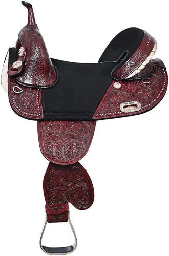 Vista 15 de HILASON Western Horse Treeless Trail Barrel Saddle American Leather for Horses Negro