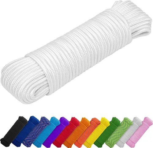 Vista 13 de TECEUM Cuerda – 90 pies x 1/4 pulgada (7mm) – Verde Ejército – Cuerda Utilitaria Versátil y Resistente – Acampada, Artesanía, Asta de Bandera