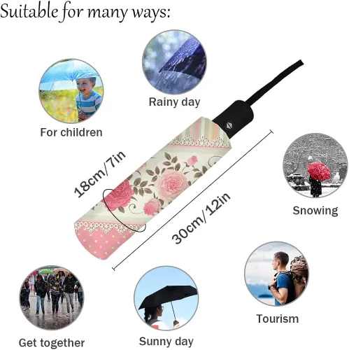 Vista 4 de DHDM Sunshade Parasol Umbrella Fully-automatic Eight Strands Foldable Rain Umbrella for Women