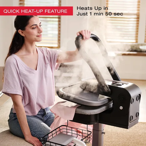 Vista 2 de SINGER® Prensa de vapor inteligente 2.0 (1600 W) - Nuevo lanzamiento Superficie de prensado antiadherente profesional de 20 pulgadas con controles