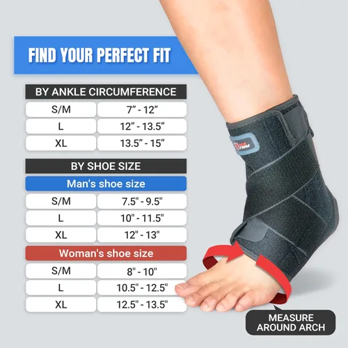 Vista 5 de NeoTium - Tobillera para mujeres y hombres con paquete caliente y frío, envoltura de compresión ajustable para esguince de tobillo, tendinitis