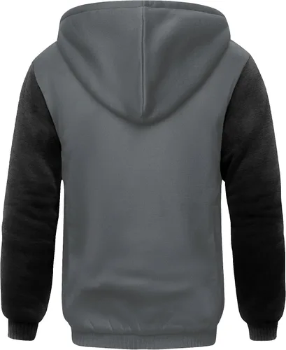 Vista 34 de SCODI Sudaderas con capucha para hombre, forro polar pesado, cremallera completa, forro de sherpa grueso, chaqueta con capucha