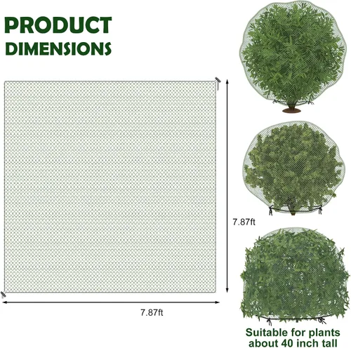 Vista 2 de codree 2 Piezas Red Anti-Ciervos para Arbustos - 7.8 x 7.8 Pies Cubierta de Red para Plantas Anti-Ciervos - Red de Malla Reutilizable para Plantas