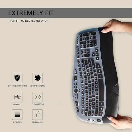 Vista 3 de Logitech K350 MK550 MK570 Wireless Wave Keyboard, protector de teclado de silicona ultrafino para Logitech K350 MK550 MK570 Accesorios de protección