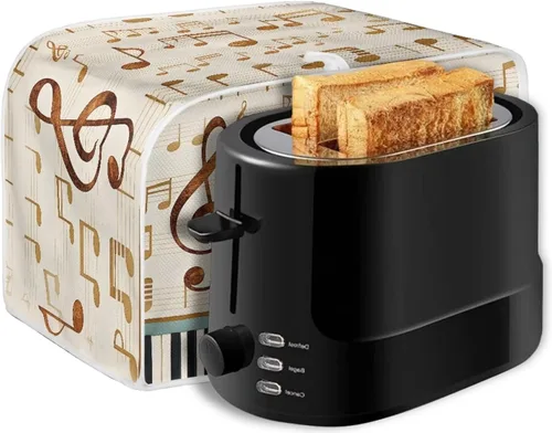 Vista 7 de Cat Print 2 Slice Bread Maker Cover Music Note Print Microwave Oven Cover Bakeware Protector Anti Fingerprint Protective Covers for Kitchen