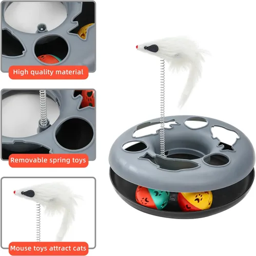 Vista 5 de Túnel para gatos, juguete para gatos de interior, juguete para gatos con pista de rodillos, tubo de juego plegable en forma de S, casa laberinto